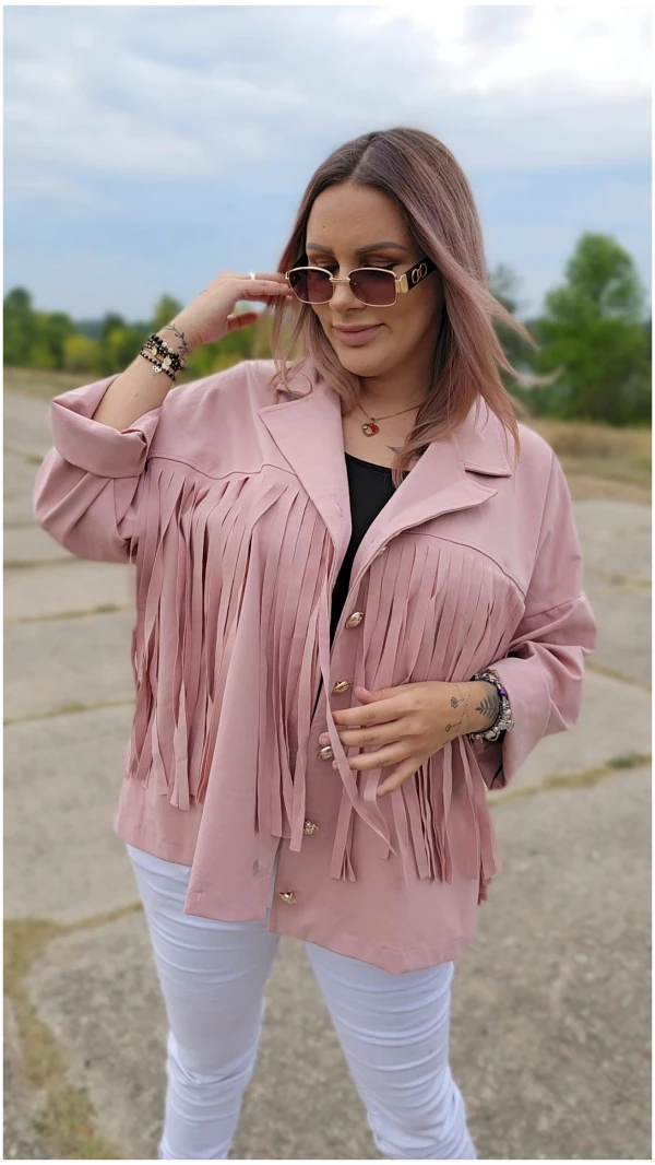 KURTKA BLUZA PUNTO FRĘDZLE PUDER