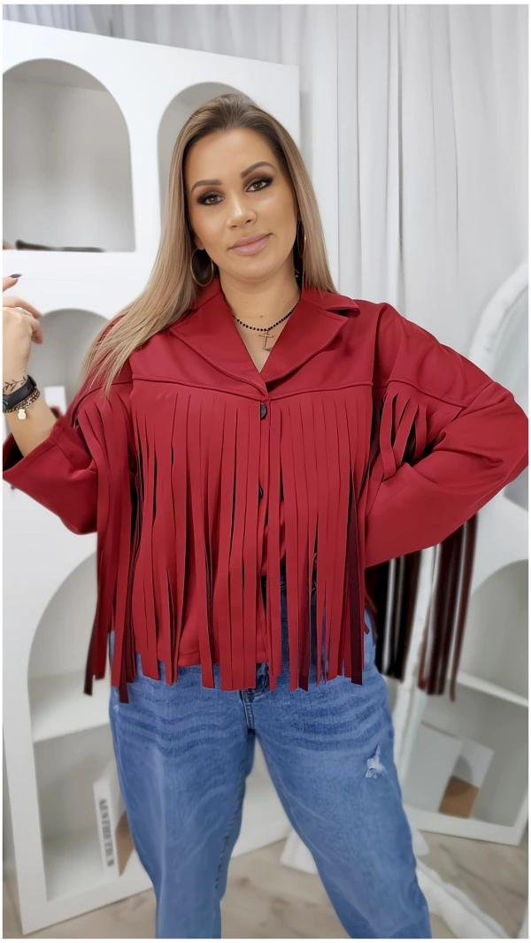 KURTKA FRĘDZLE WINO