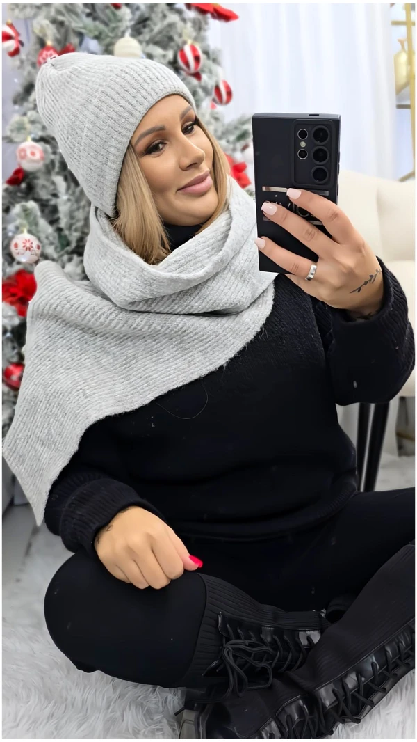 ZESTAW CZAPKA SZAL SANEL SZARY
