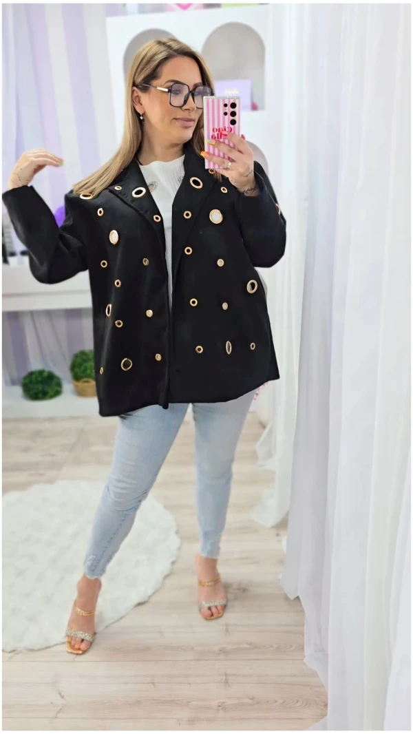 KURTKA MARYNARKA ZAMSZOWA KOŁA CZARNA