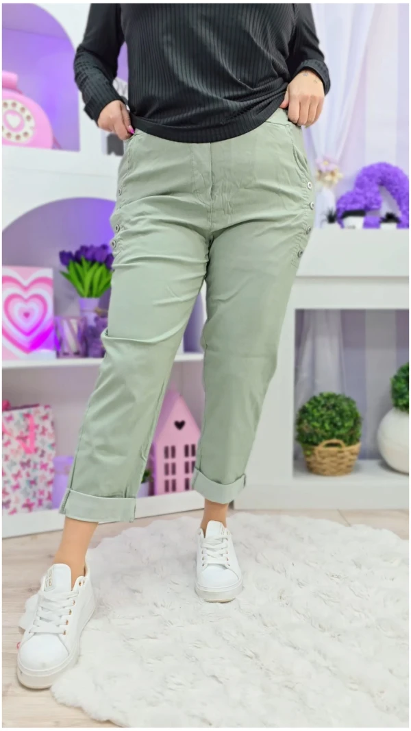 SPODNIE GUZIKI KHAKI