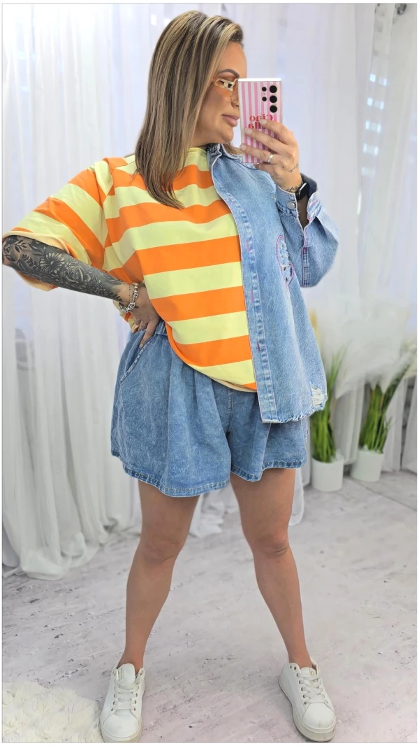 BLUZKA PASY BANAN ORANGE