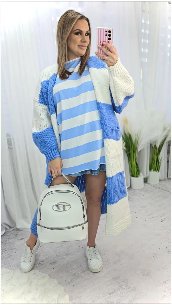 BLUZKA PASY BIAŁY BŁĘKIT