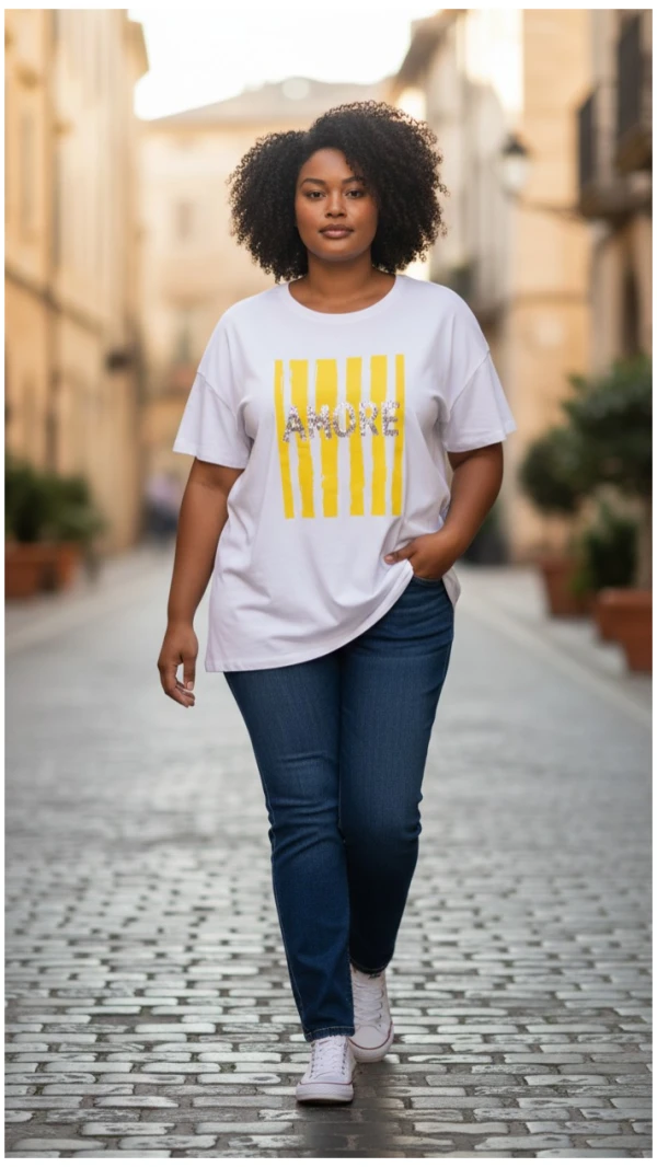 T-SHIRT AMORE ŻÓŁTY