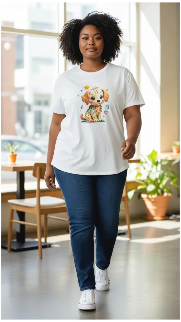 T-SHIRT PIESEK BIAŁY