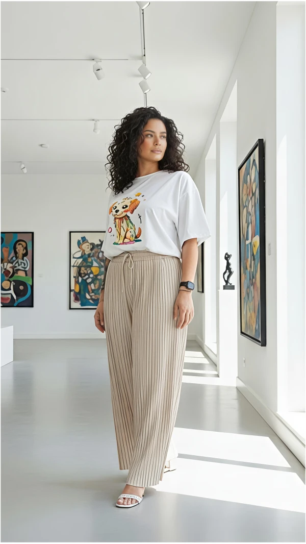 SPODNIE PLISOWANE PIASEK