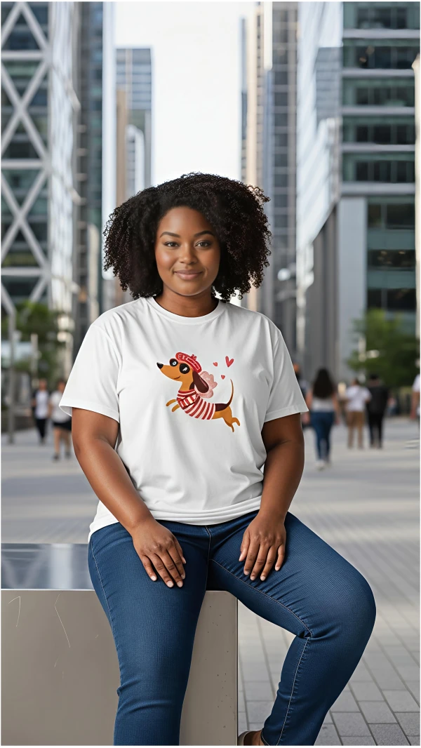 T-SHIRT BIAŁY PIES SERCE