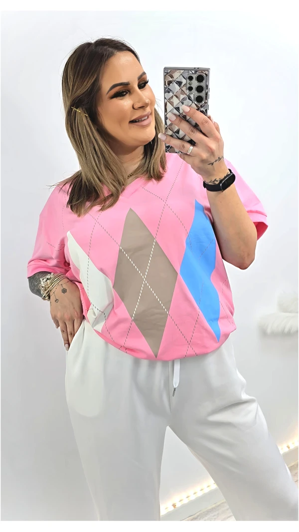 BLUZKA ROMBY CUKIEREK