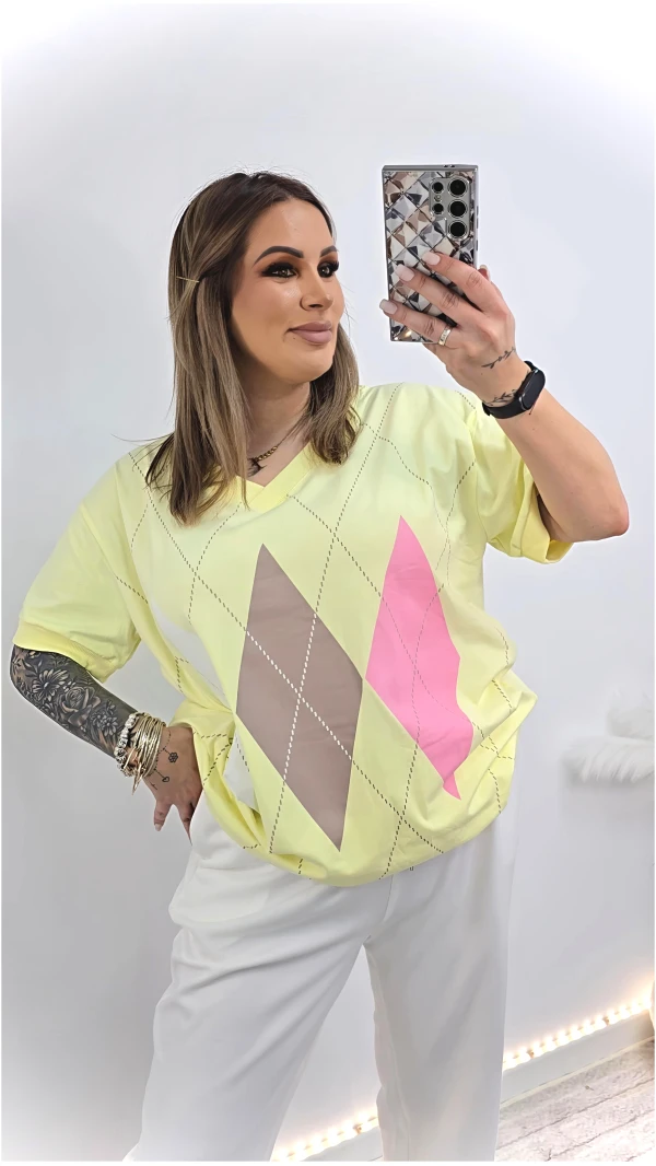 BLUZKA ROMBY CYTRYNA