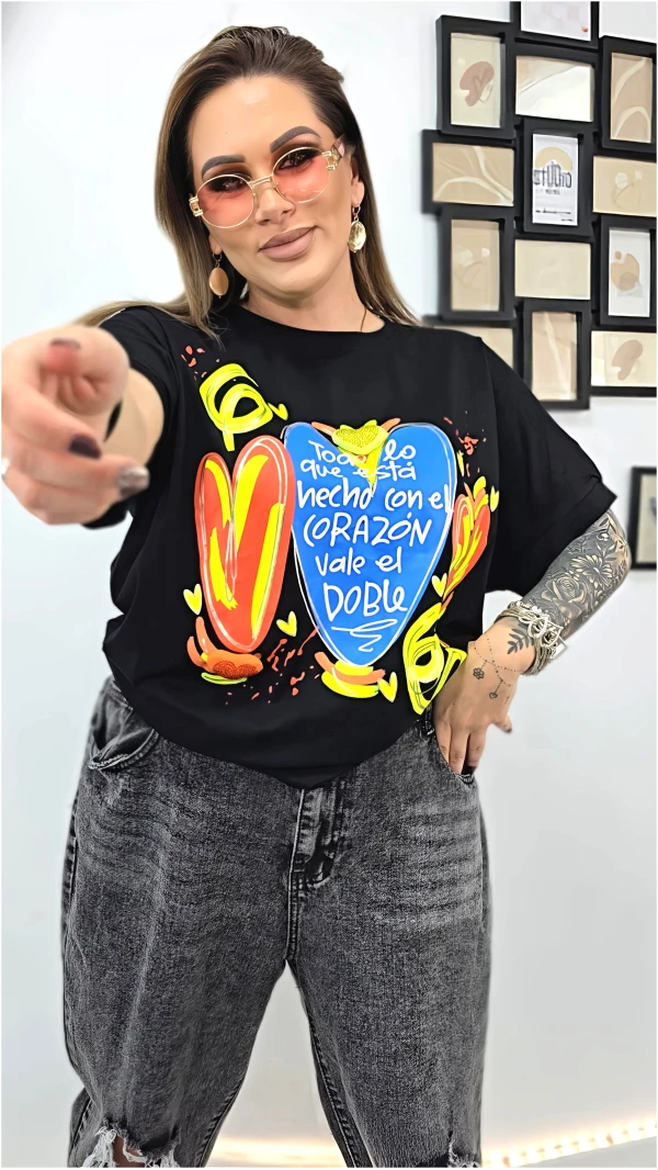 T-SHIRT FLY 3D SERCA CZARNY NIEBIESKI