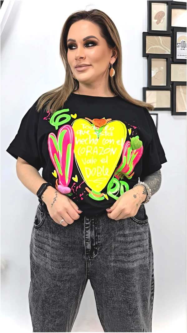 T-SHIRT FLY 3D SERCA CZARNY ŻÓŁTY