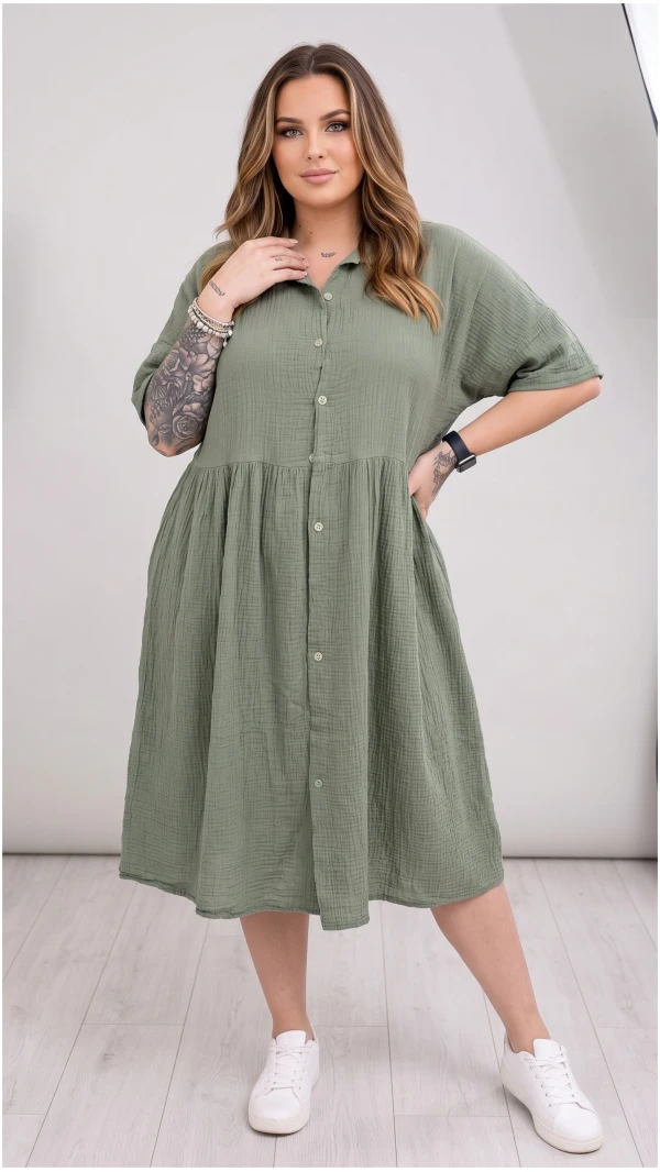 Sukienka Muślinowa Khaki