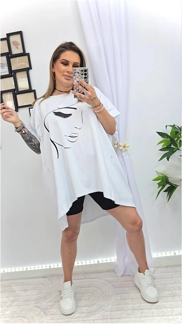 Bluzka Oversize Biała Face
