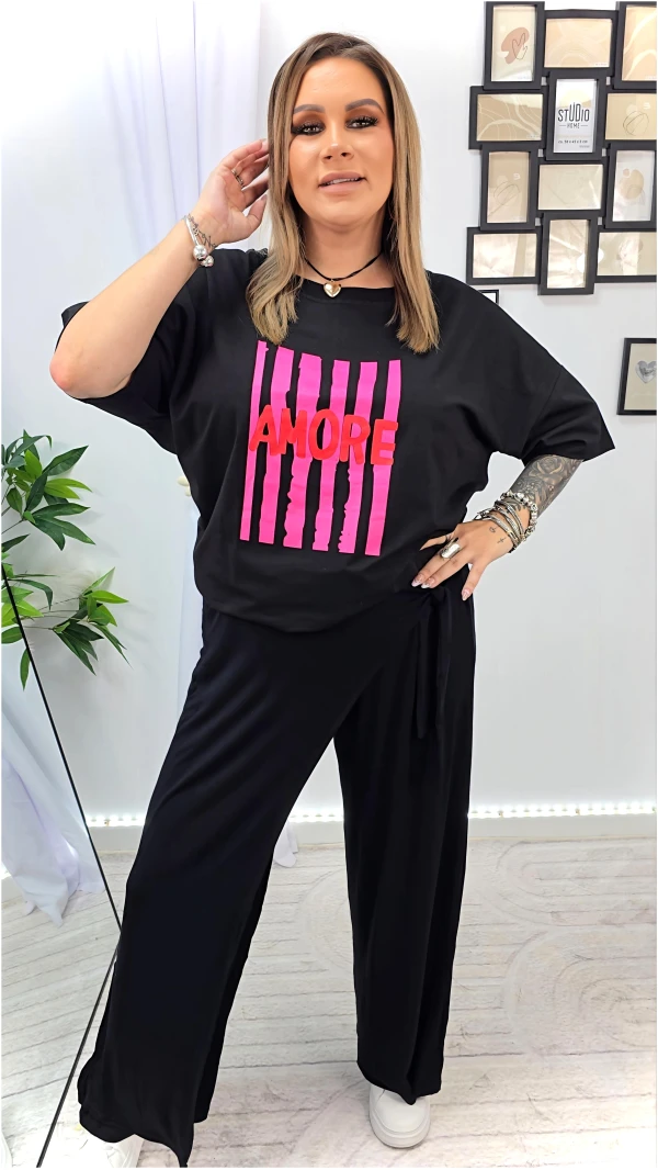 T-shirt Czarny Amore