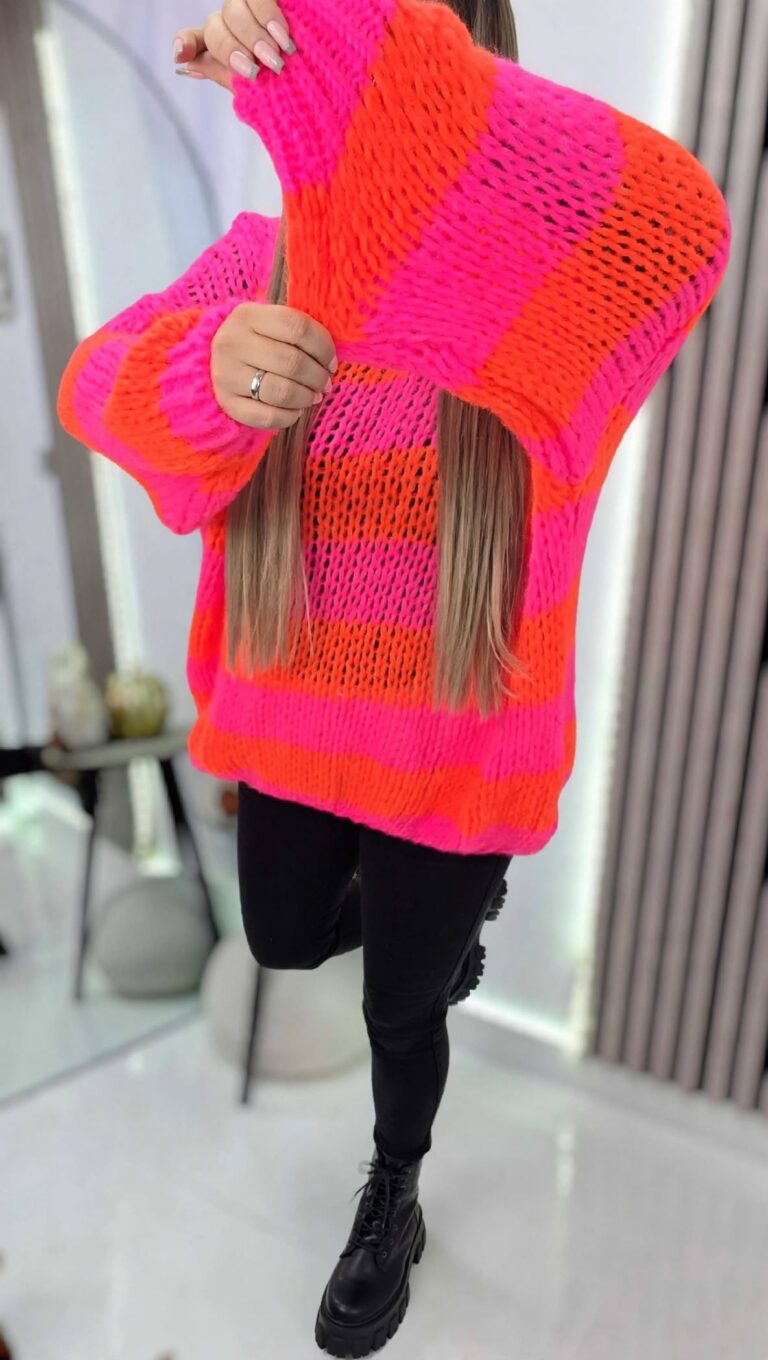 Sweter Pasy Róż